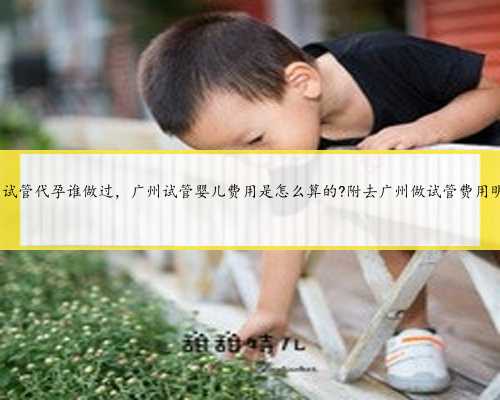 广州试管代孕谁做过，广州试管婴儿费用是怎么算的?附去广州做试管费用明细