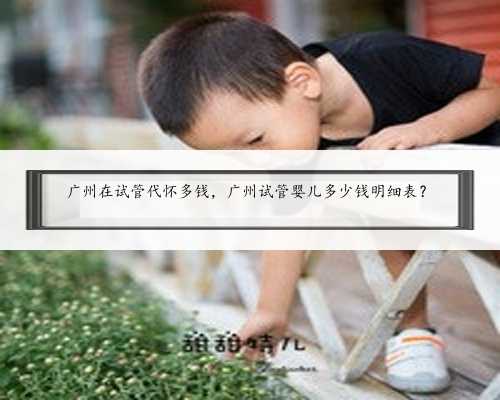 广州在试管代怀多钱，广州试管婴儿多少钱明细表？
