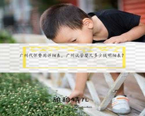 广州代怀费用详细表，广州试管婴儿多少钱明细表？